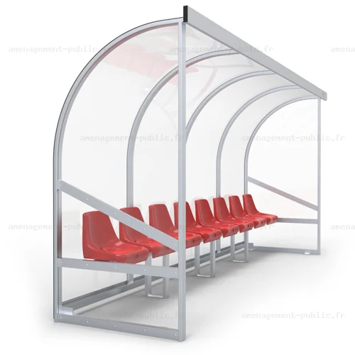 Abri de touche monobloc 8 sièges baquet 